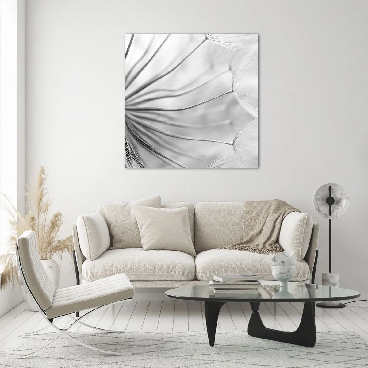 Schilderen op glas - Paardebloemen, vliegers - 70x70 cm