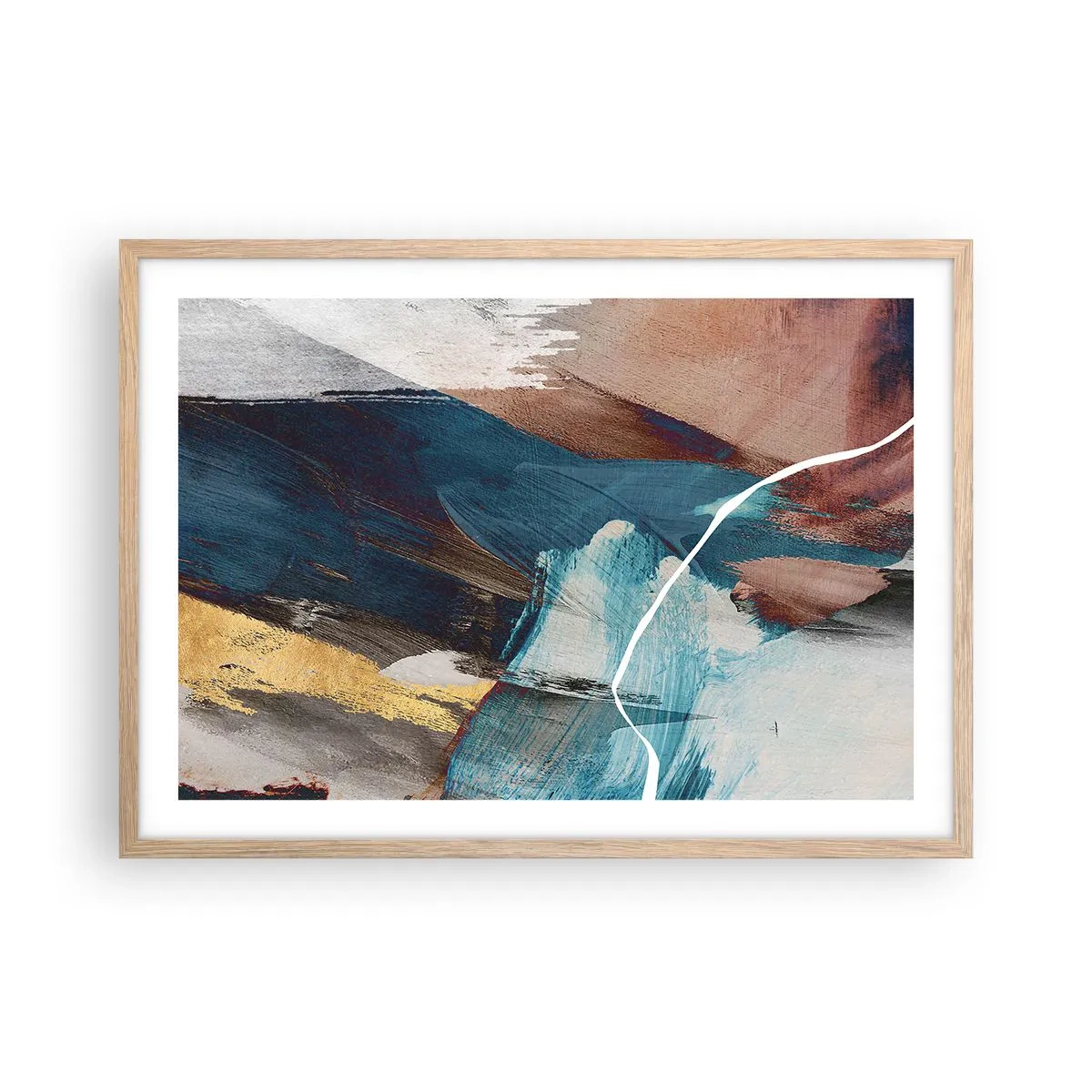 Een poster in een licht eiken lijst - Met panache en energie - 70x50 cm