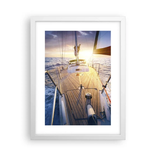 Poster in een witte lijst - Lopend op de golven - 30x40 cm