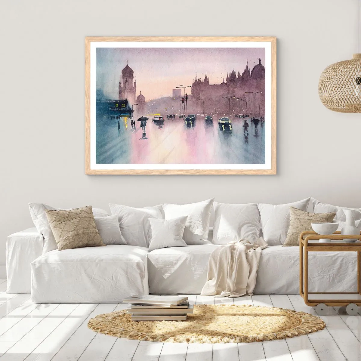 Een poster in een licht eiken lijst - In de regenachtige nevel - 40x30 cm