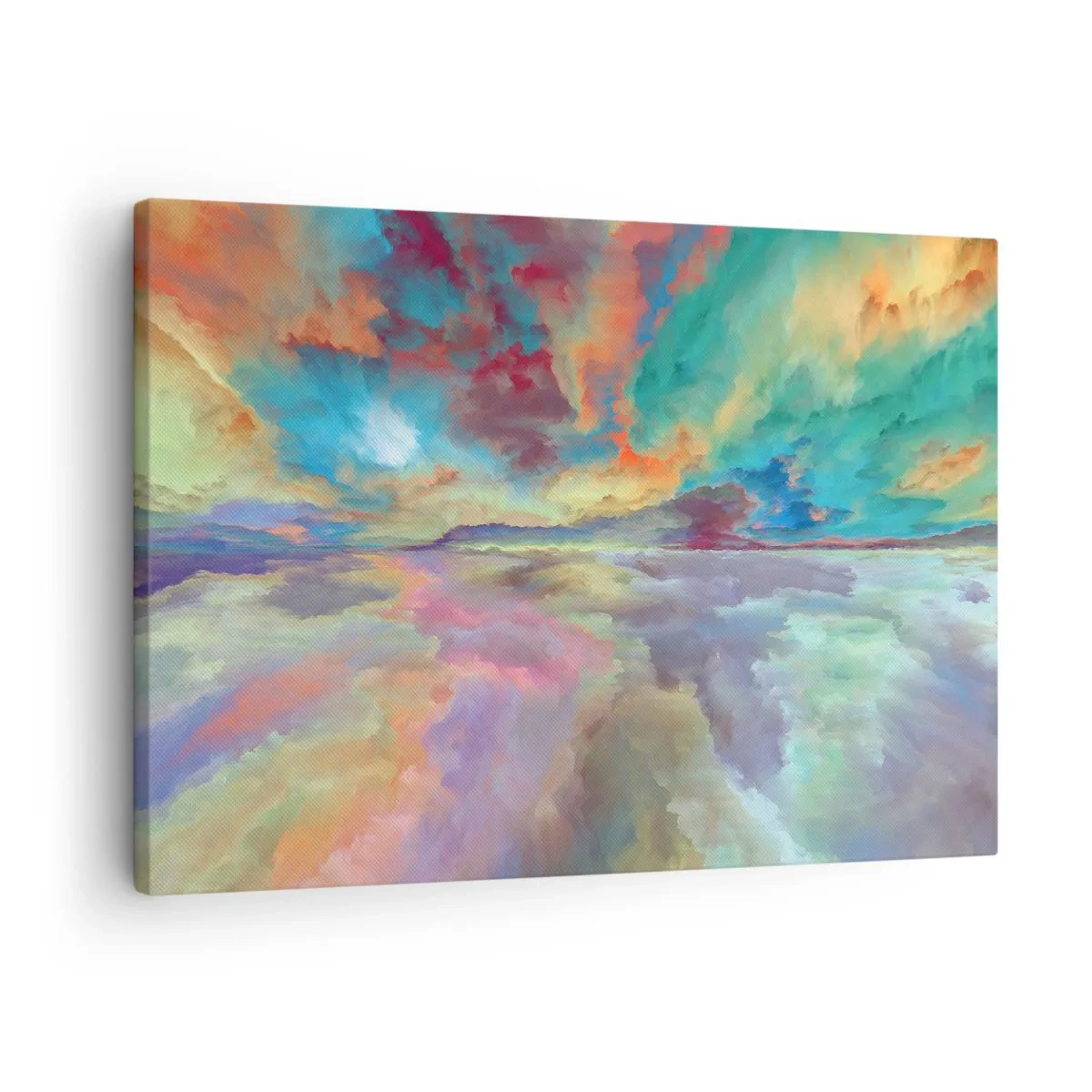 Schilderen op canvas - Kleurrijk wolkenlandschap in abstracte stijl - 70x50cm - Twee hemelen - Moderne wanddecoratie voor woonkamer en slaapkamer ARTTOR