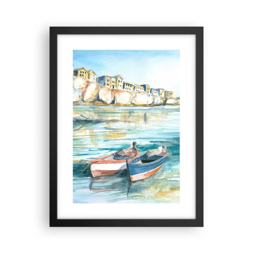 Poster in een zwarte lijst - Azuurblauw landschap - 30x40 cm