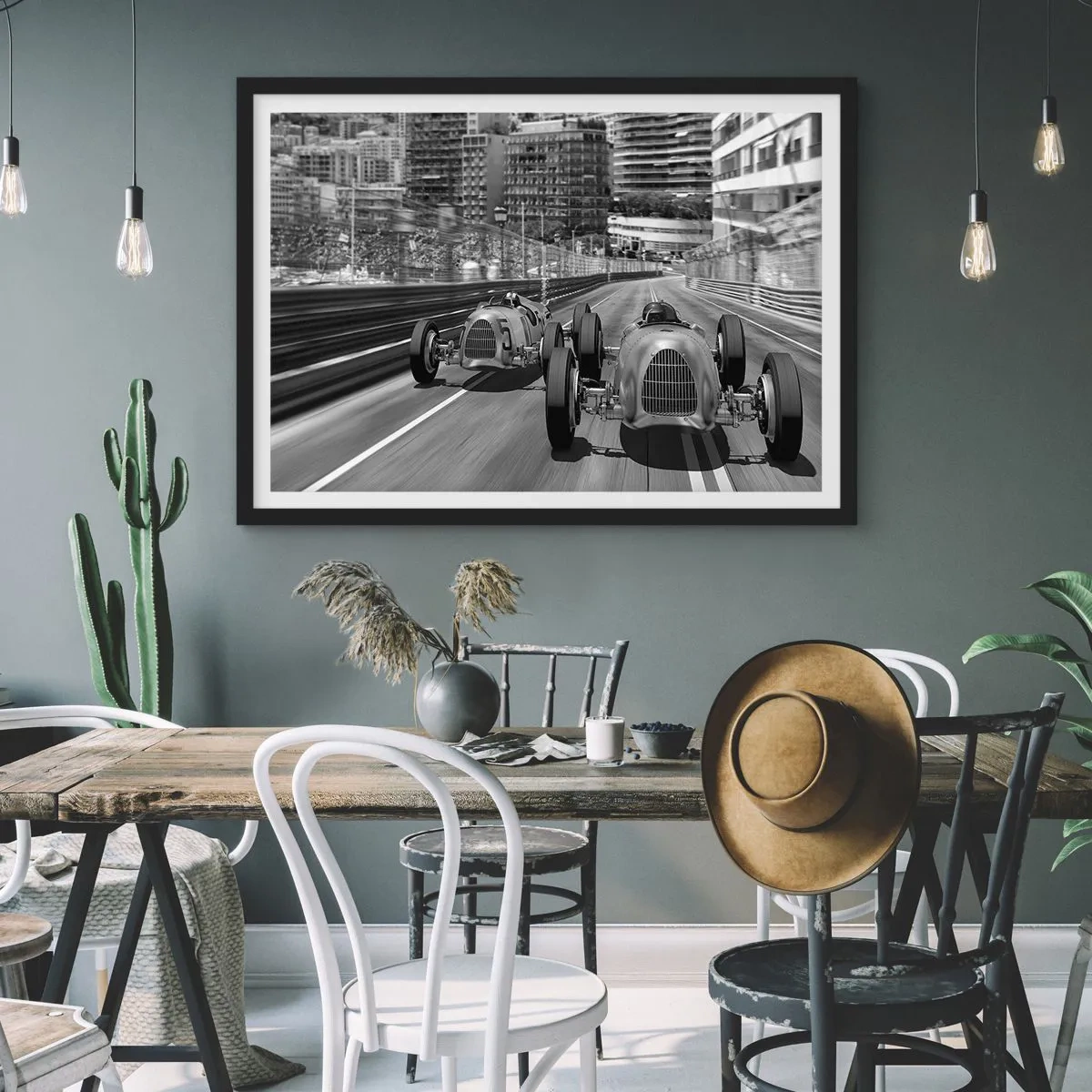 Poster in een zwarte lijst - Lang geleden in Monte Carlo - 70x50 cm
