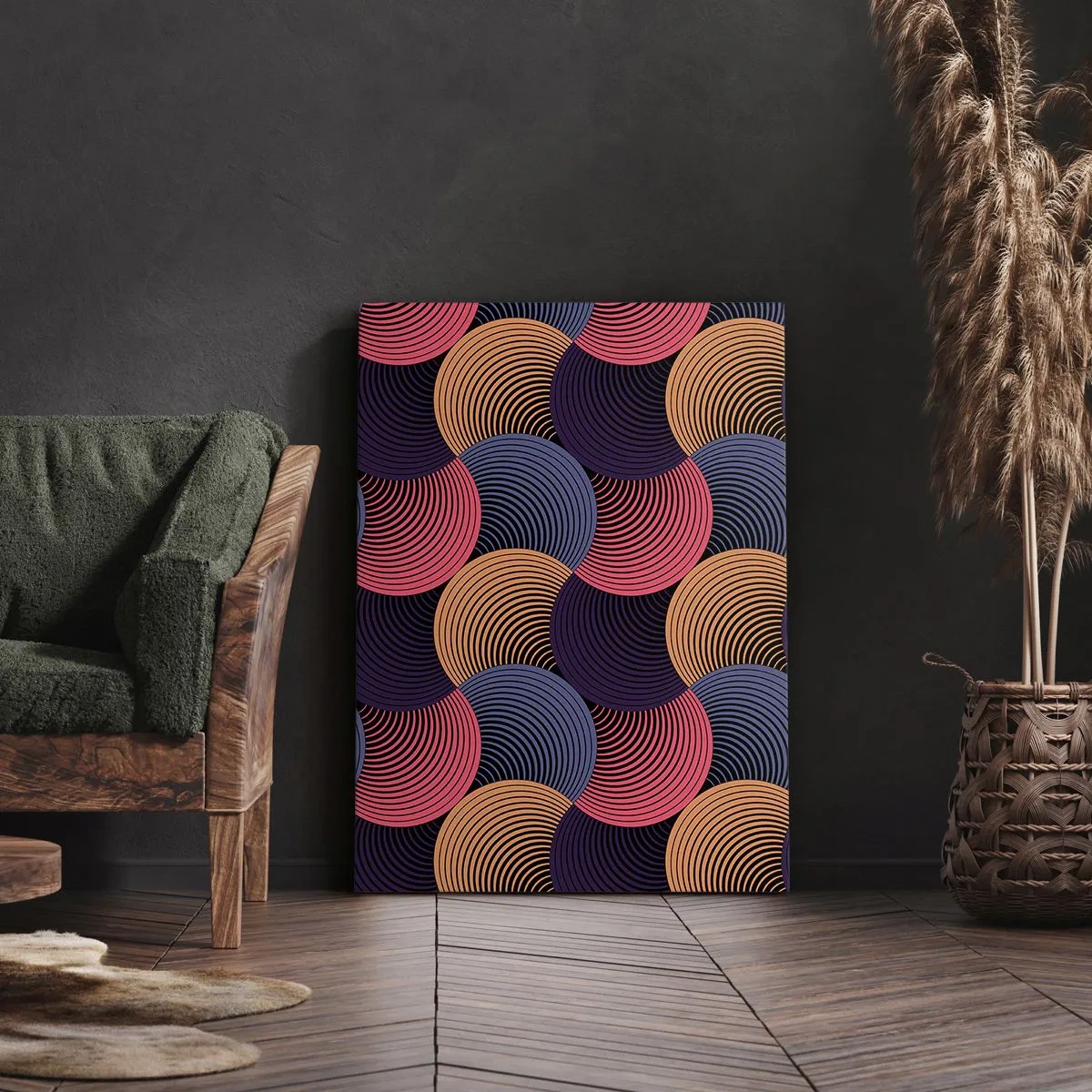 Schilderen op canvas - In een cirkelvormig ritme - 45x80 cm