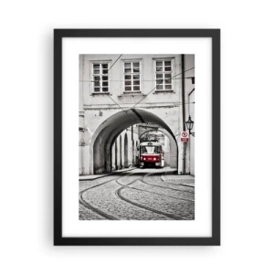 Poster in een zwarte lijst - Door het doolhof van de stad - 30x40 cm