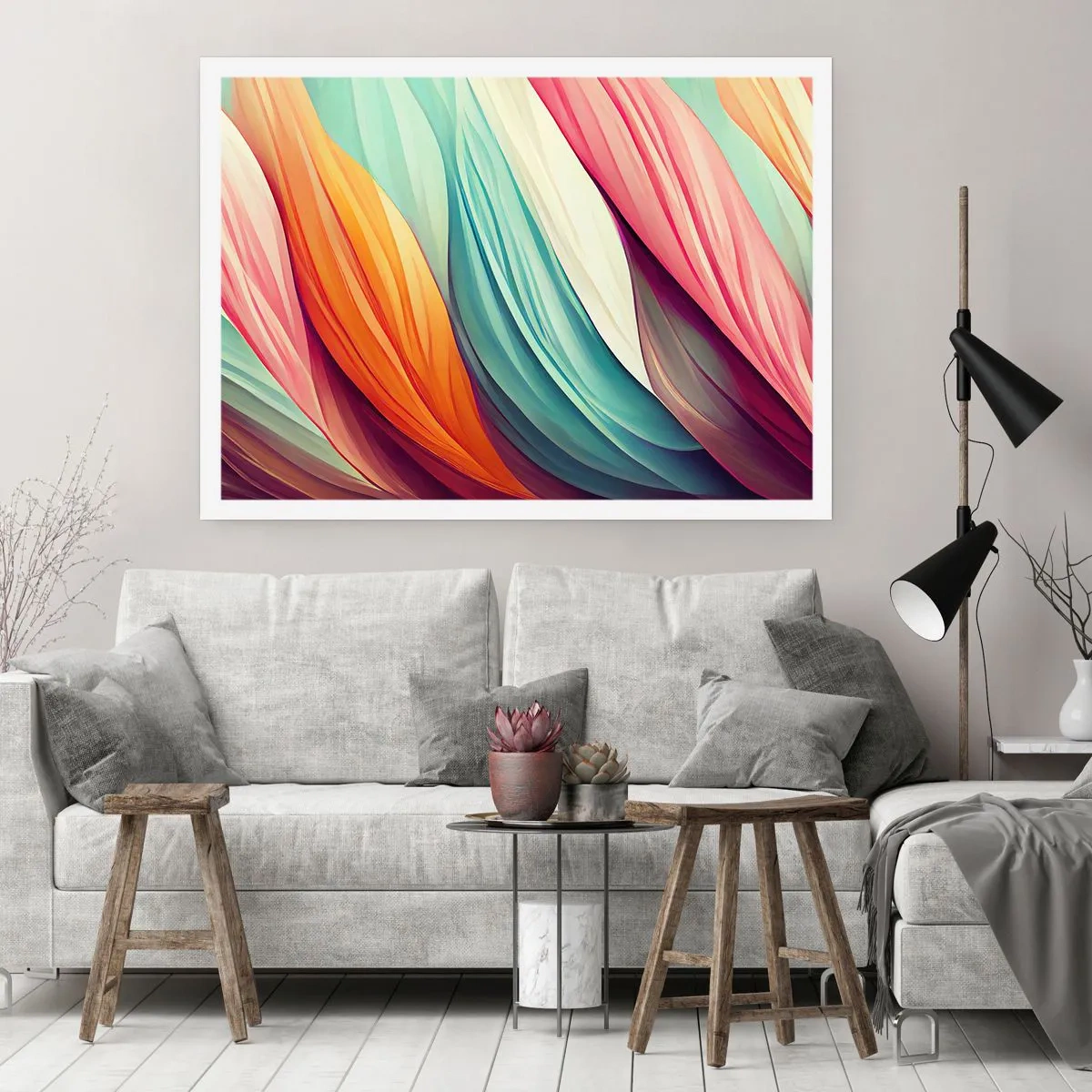 Poster - Regenboog geweven - 100x70 cm