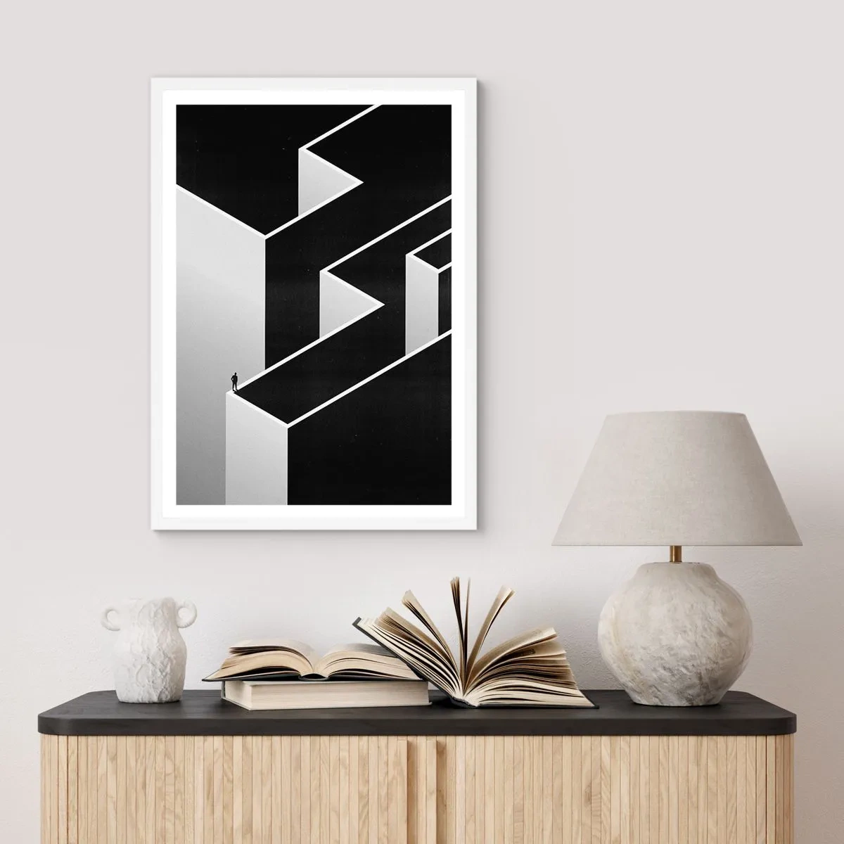 Poster in een witte lijst - Eenzaamheid op de top - 70x100 cm