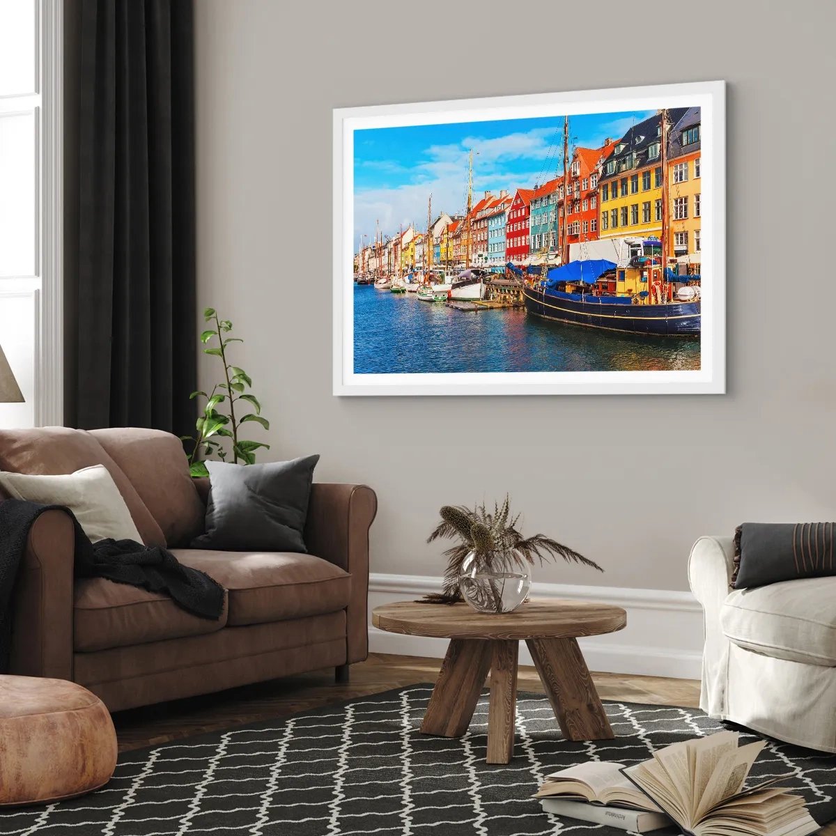 Poster in een witte lijst - Vrolijke werf - 91x61 cm