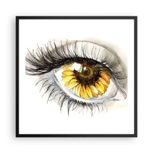 Poster in een zwarte lijst - Een look zo warm als de zomer - 60x60 cm