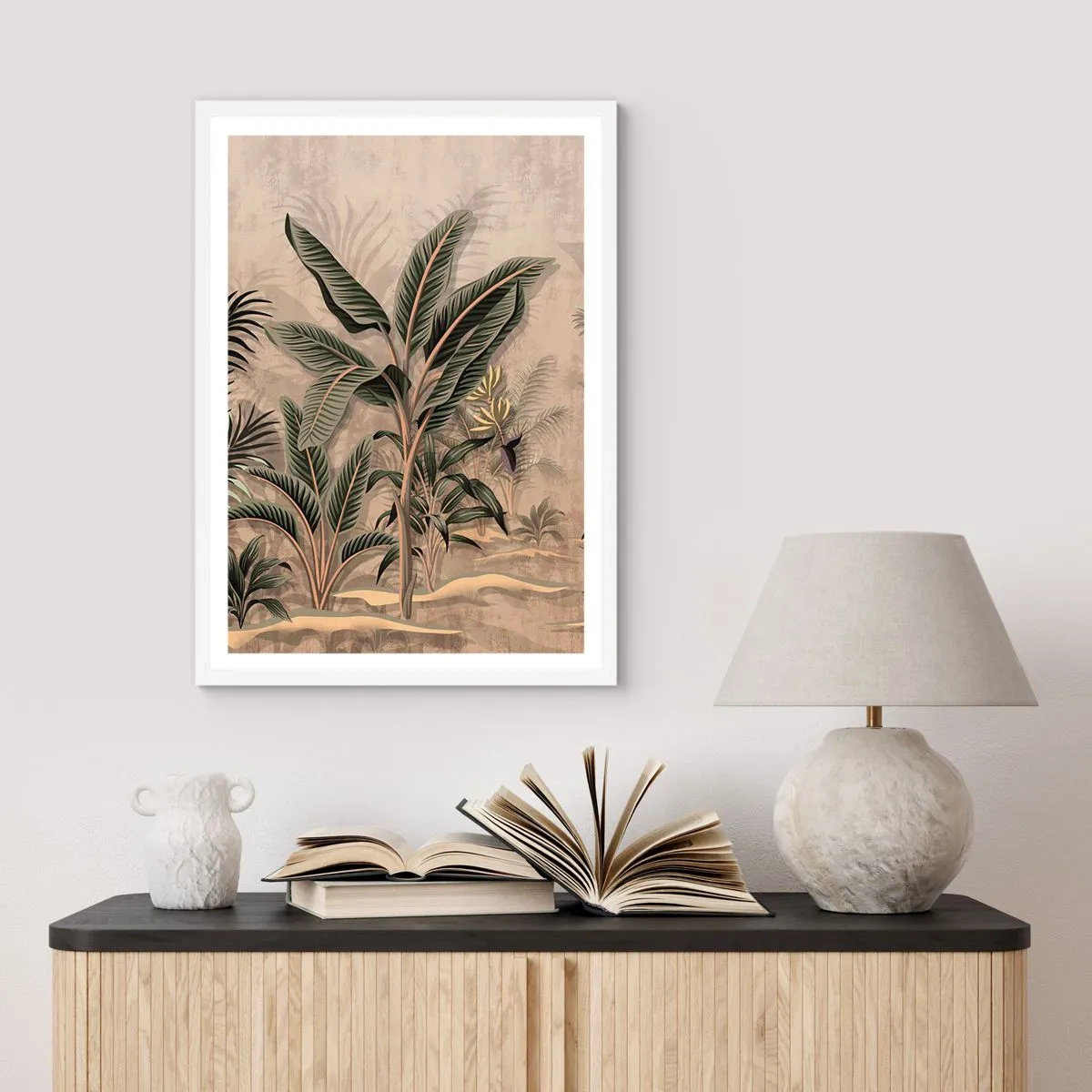 Poster in een witte lijst - Een gravure in koloniale stijl - 70x100 cm