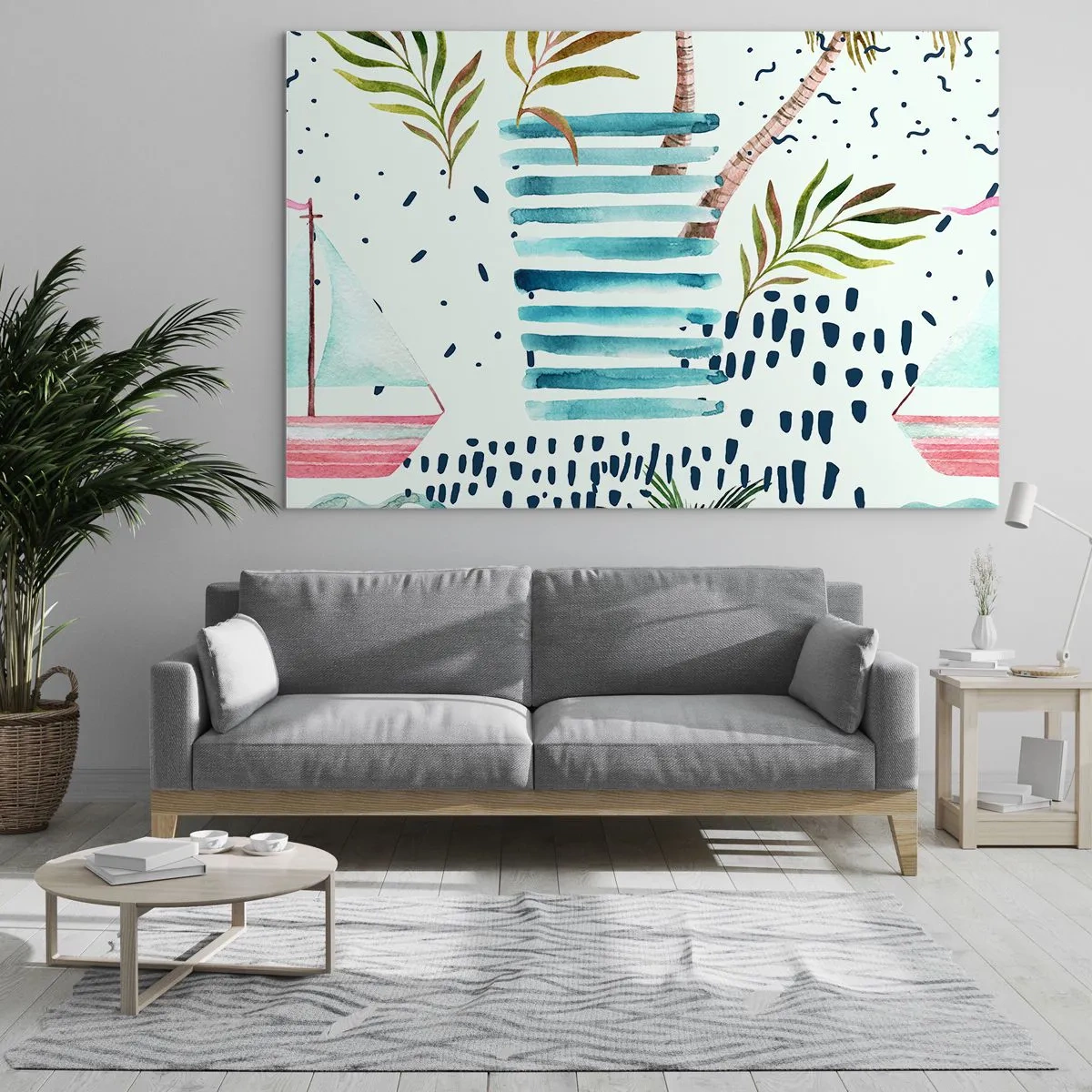 Schilderen op glas - Vakantie onder palmbomen - 100x70 cm