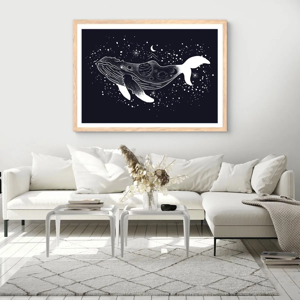 Een poster in een licht eiken lijst - In de oceaan van het universum - 40x30 cm