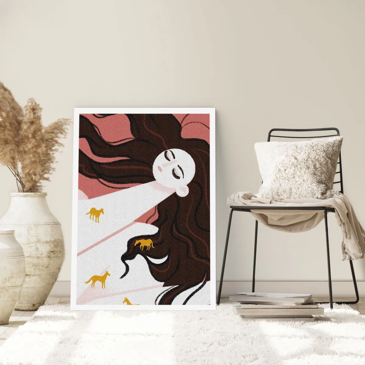 Poster - Droom over een gouden paard - 40x50 cm