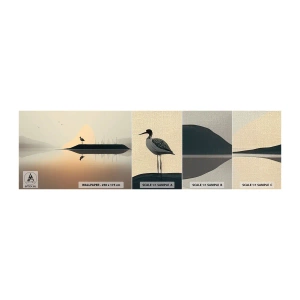 Fotobehang Monster Premium Canvas - Heer op het meer - Vogel, Landschap, Minimalisme - 100x30 cm