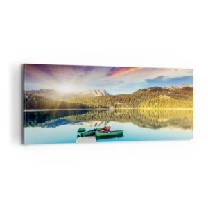 Schilderen op canvas - Over het water zo glad als een spiegel - 100x40 cm