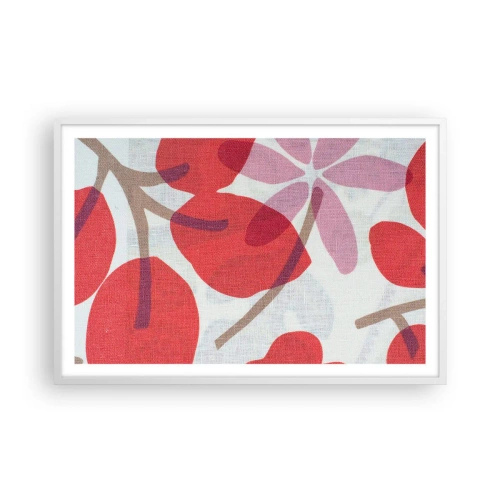 Poster in een witte lijst - Bloemstuk in roze - 91x61 cm