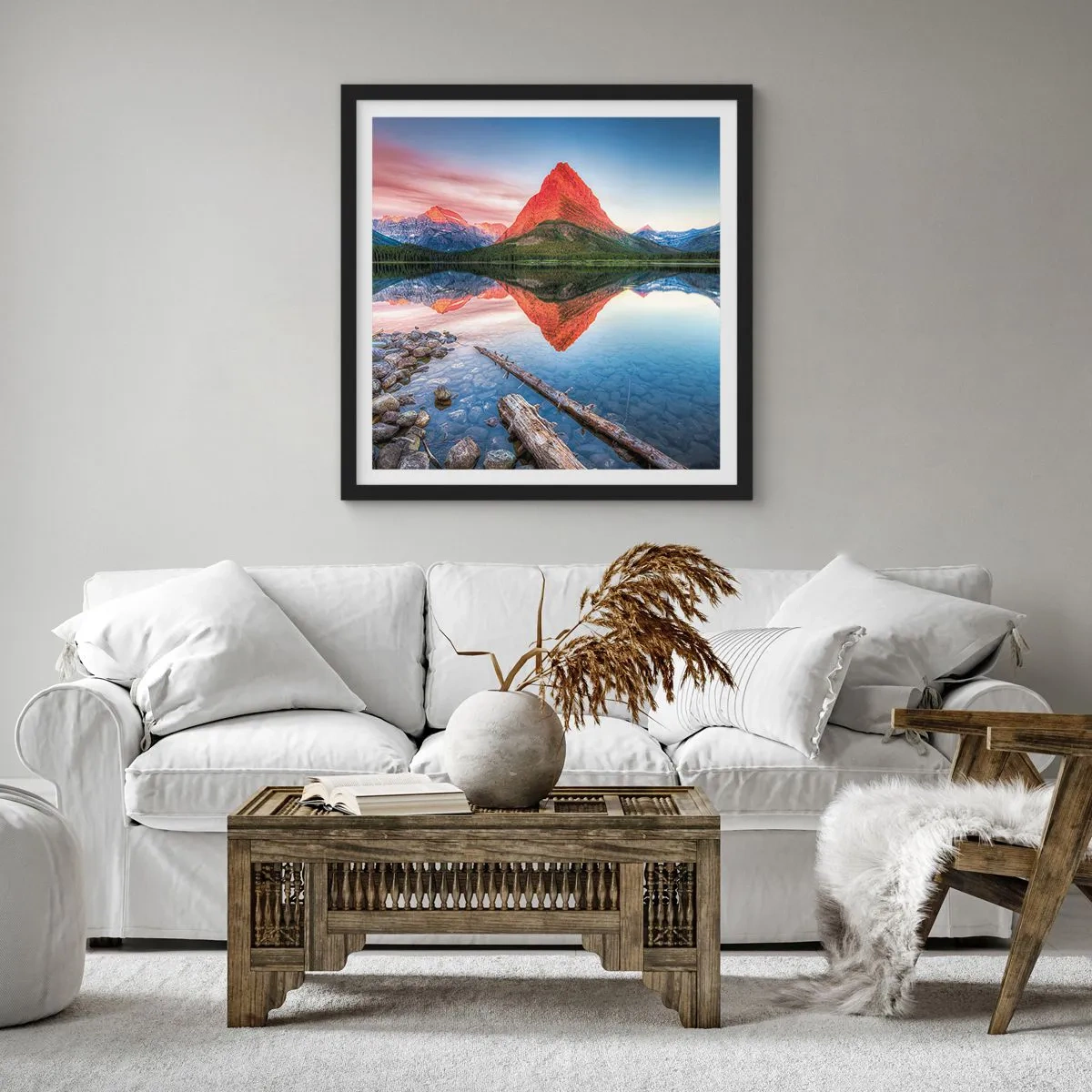 Poster in een zwarte lijst - Warmte en koude - 30x30 cm