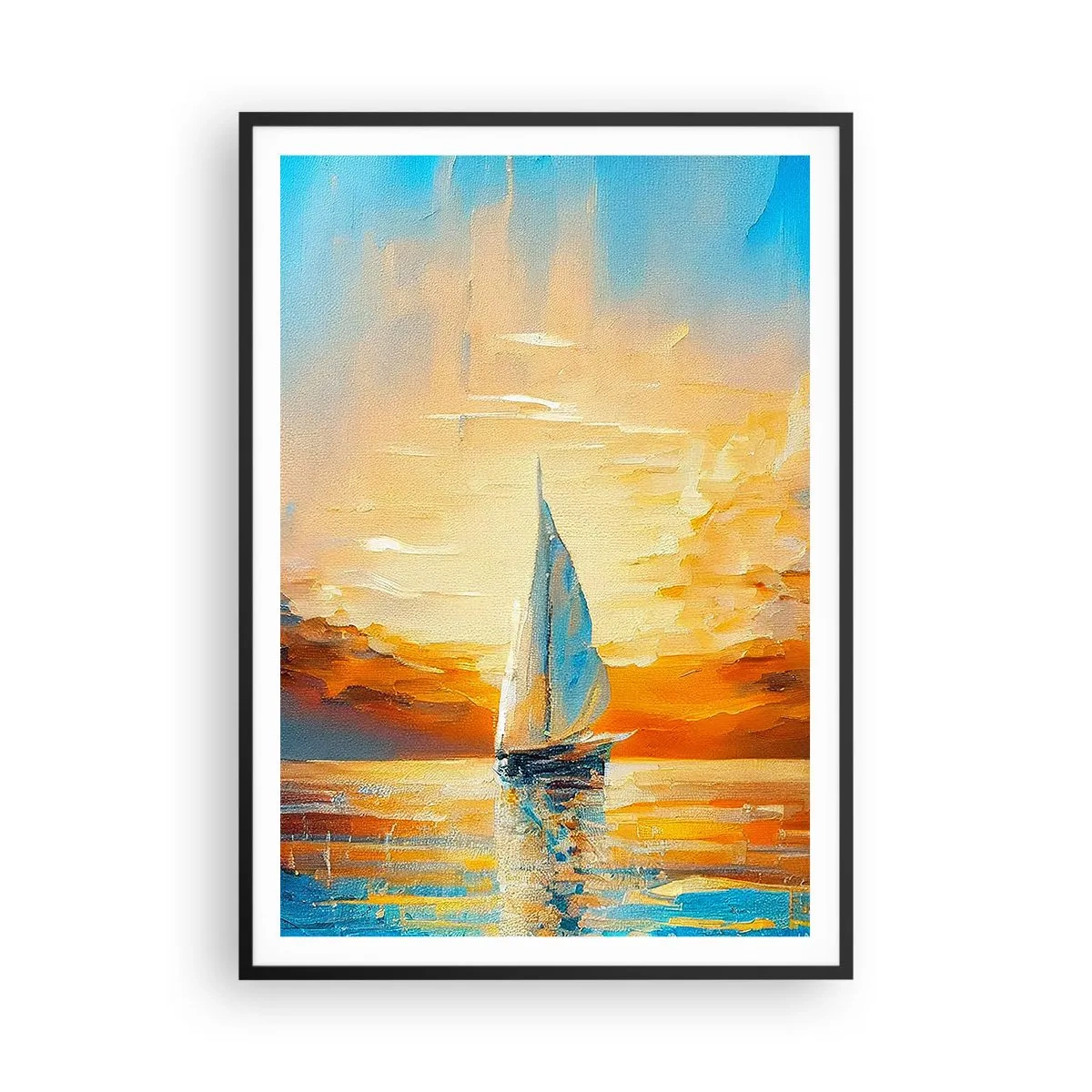Poster in een zwarte lijst - Zeilen in goud - 70x100 cm