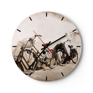 Wandklok - Klok - Retrofietsen tegen een muur - 30x30cm - De onvergetelijke charme uit het verleden - Moderne wanddecoratie voor woonkamer, keuken en slaapkamer ARTTOR