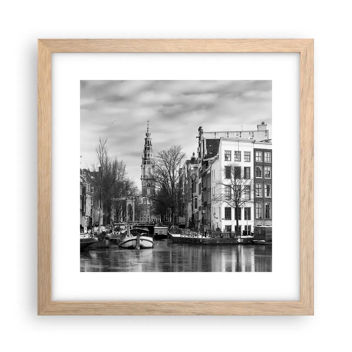 Een poster in een licht eiken lijst - Amsterdamse sferen - 30x30 cm