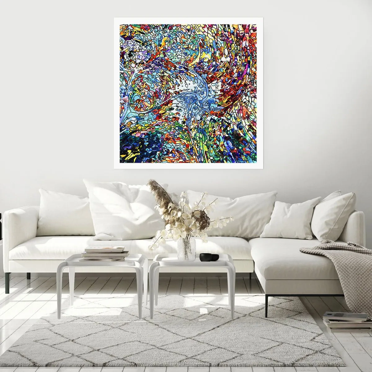 Poster - Glas in lood druppel - 40x40 cm