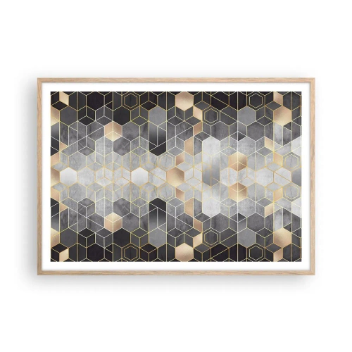 Een poster in een licht eiken lijst - Diamant samenstelling - 100x70 cm