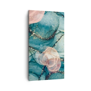 Schilderen op canvas - Zijdeblauw, tule roze - 45x80 cm