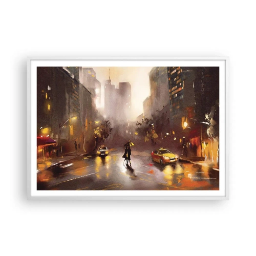 Poster in een witte lijst - In de lichten van New York - 100x70 cm
