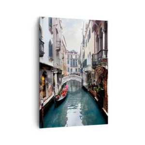 Schilderen op canvas - Venetiaans landschap met een gondel en een brug - 70x100 cm