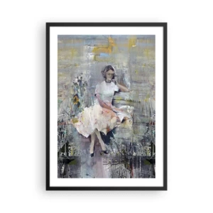Poster in een zwarte lijst - Abstract beeld van een vrouw in een jurk tegen een gestructureerde achtergrond - 50x70cm - Klassiek en modern - Moderne wanddecoratie voor woonkamer en slaapkamer ARTTOR