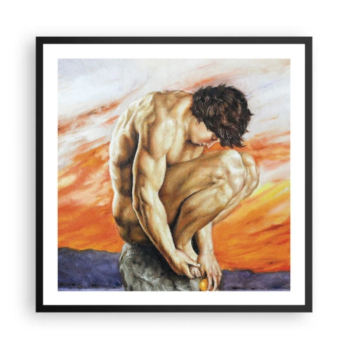 Poster in een zwarte lijst - Ondergedompeld in zichzelf - 60x60 cm