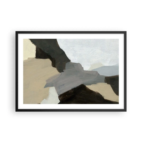 Poster in een zwarte lijst - Abstractie: het kruispunt van grijs - 70x50 cm