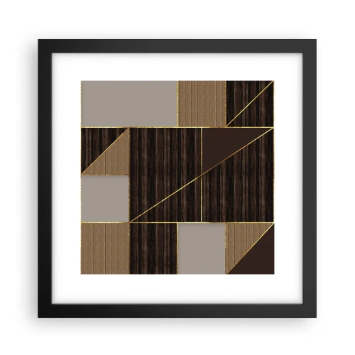 Poster in een zwarte lijst - Een mozaïek van bruin en goud - 30x30 cm