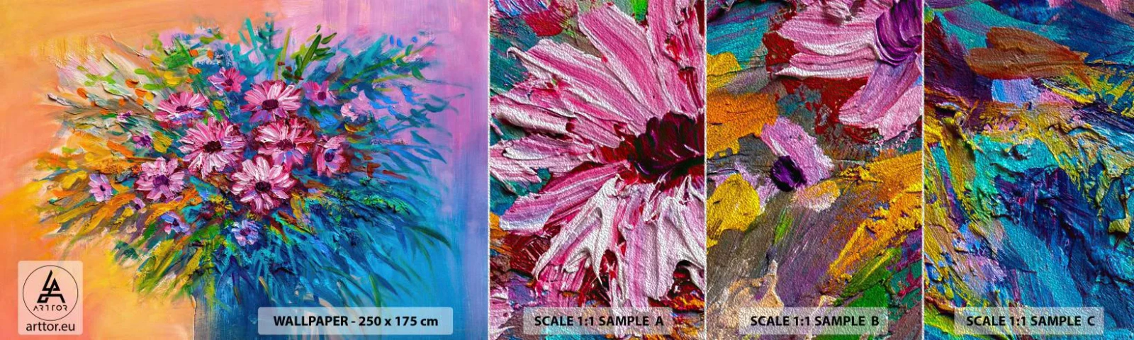 Fotobehang Monster Premium Sand - Levensenergie - Bloemen, Boeket bloemen, Tuin - 100x30 cm