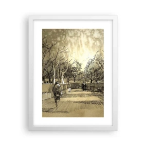 Poster in een witte lijst - Een moment gestopt met een veer - 30x40 cm