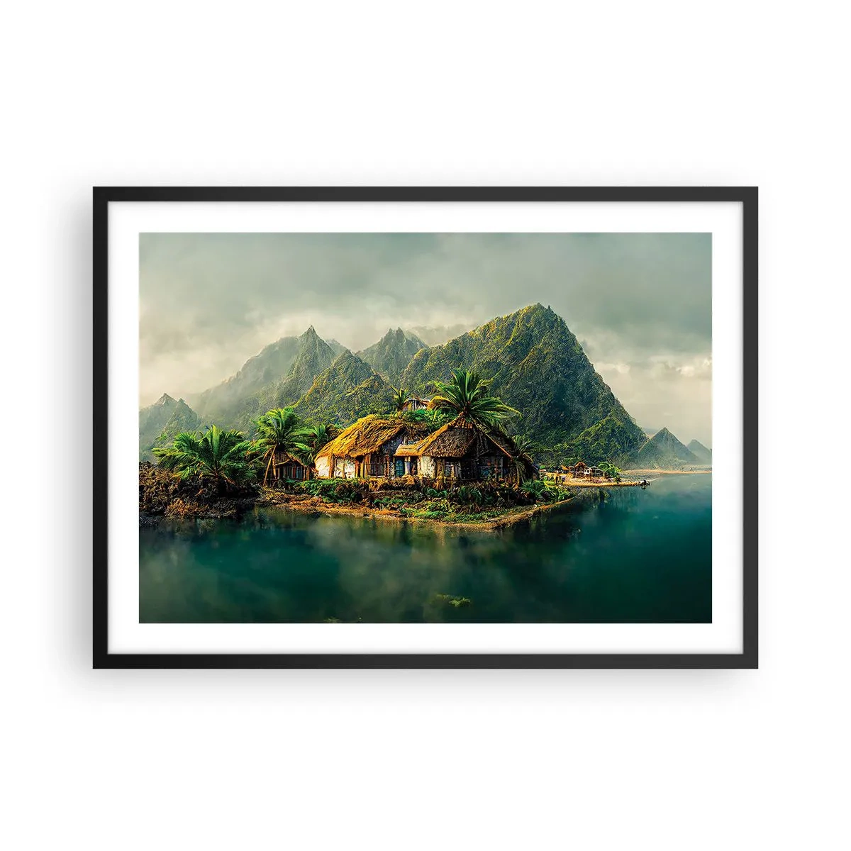 Poster in een zwarte lijst - Tropisch paradijs - 70x50 cm