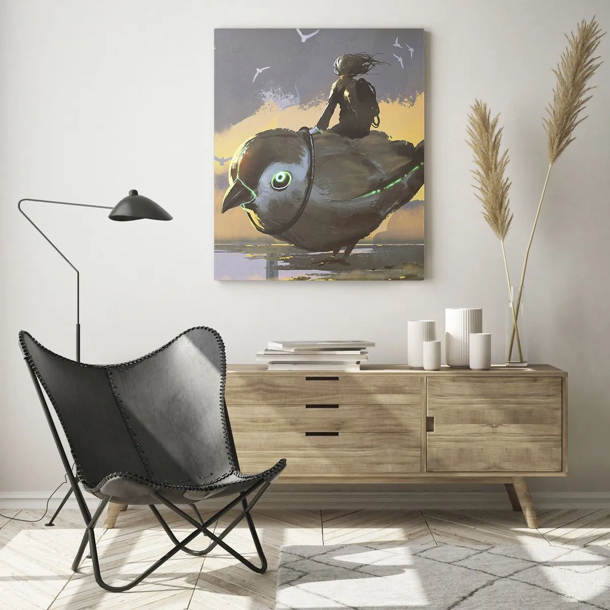 Schilderen op glas - Een tussenstop op een fantastische reis - 50x70 cm