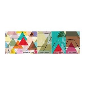 Fotobehang Monster Premium Sand - Onzinnige praat uitslaan - Abstractie, Deel, Driehoeken - 100x30 cm