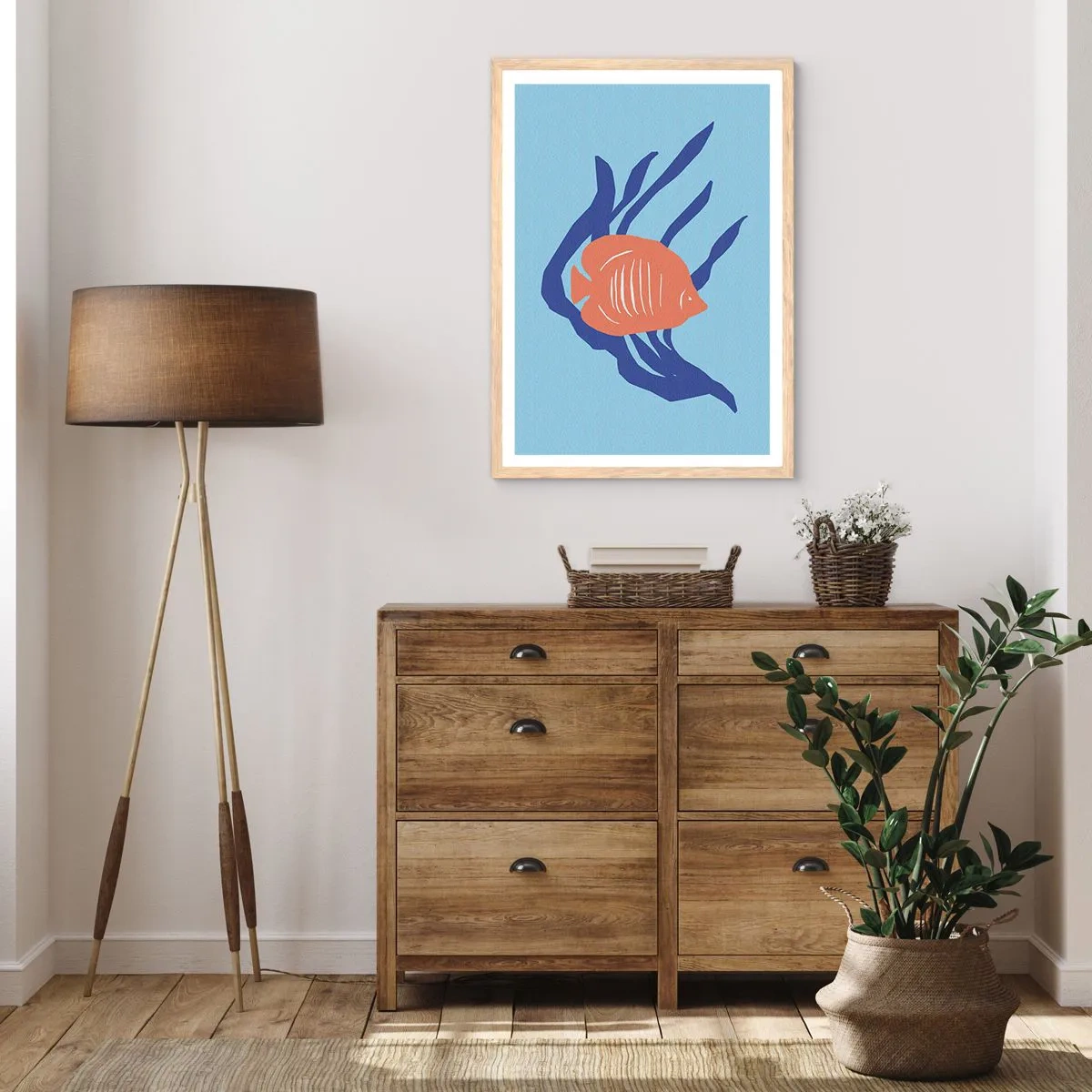 Een poster in een licht eiken lijst - Bewoonster van koraalwateren - 70x100 cm