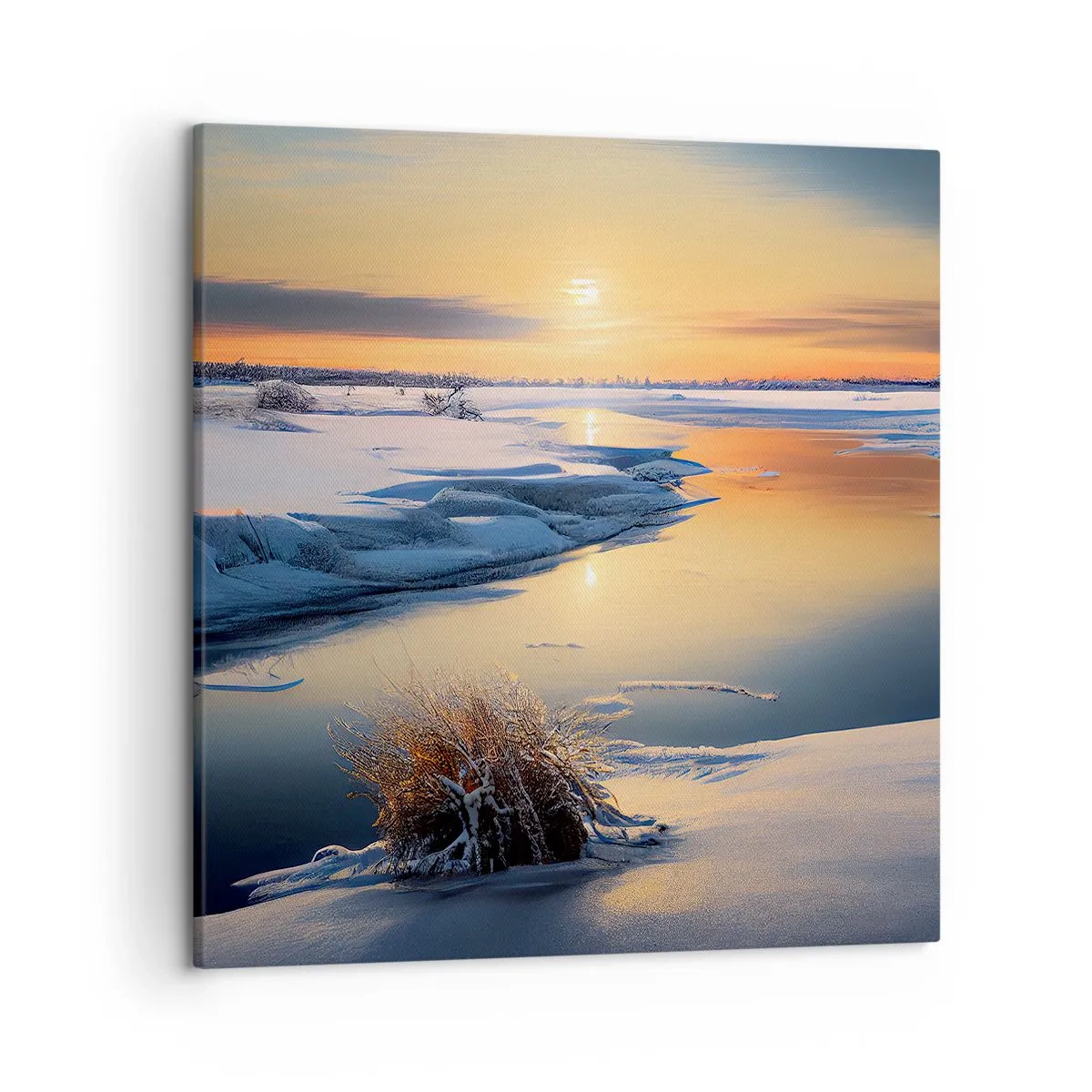Schilderen op canvas - Winterse zonsondergang - 50x50 cm