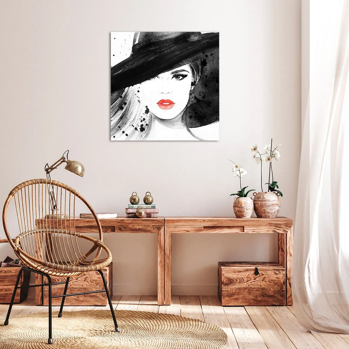 Schilderen op canvas - Vrouw in het zwart - 50x50 cm
