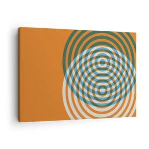 Schilderen op canvas - Concentrische cirkels op een oranje achtergrond - 70x50cm - Abstracte circulaire variatie - Moderne wanddecoratie voor woonkamer en slaapkamer ARTTOR