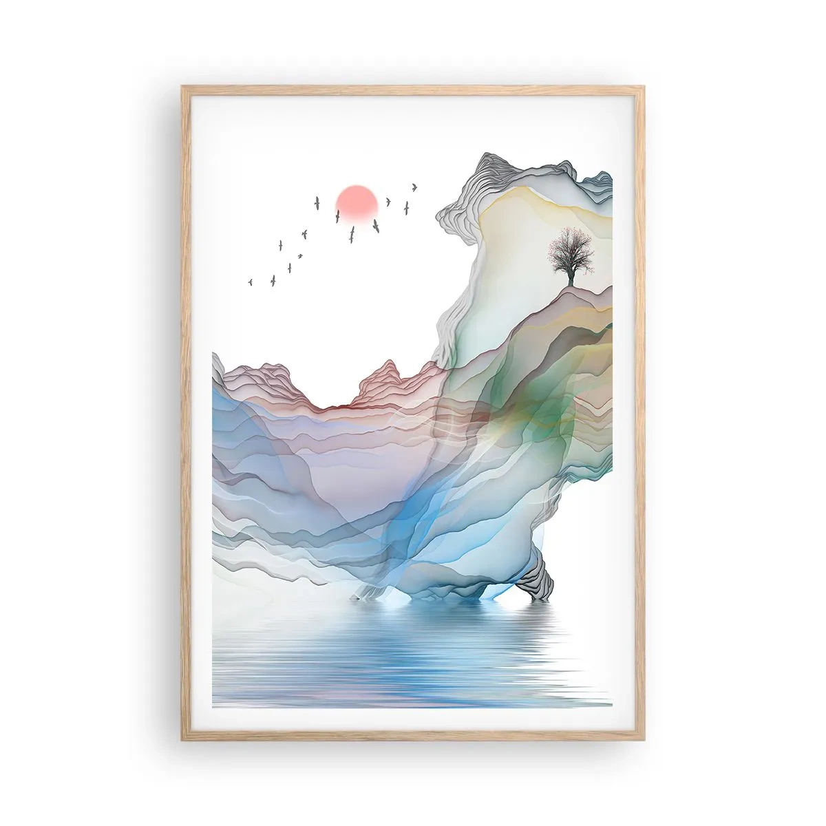 Een poster in een licht eiken lijst - Op weg naar de kristallen bergen - 70x100 cm