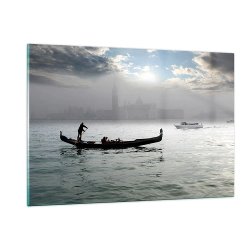 Schilderen op glas - Een fantastische stad van water en mist - 120x80 cm