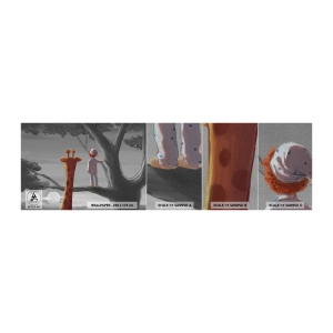 Fotobehang Monster Premium Sand - Dit gebeurt echt - Giraffe, Kinderen, Droom - 100x30 cm