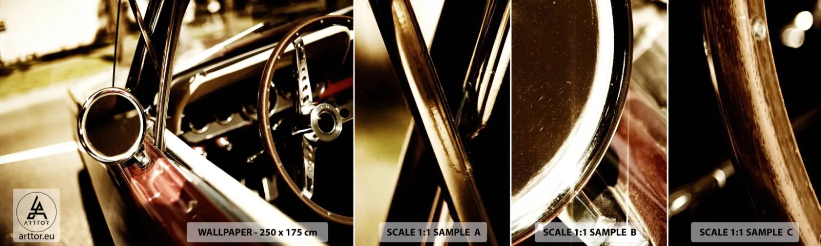 Fotobehang Monster Zelfklevend Deluxe Sticker - Een auto met een ziel - Auto, Klassiek, Automobiel - 100x30 cm