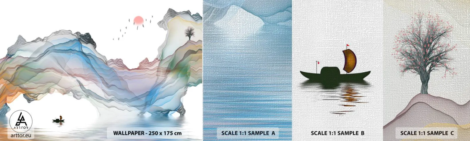 Fotobehang Monster Premium Canvas - Op weg naar de kristallen bergen - Abstractie, Fantasie, Landschap - 100x30 cm