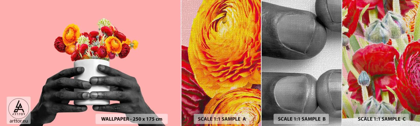 Fotobehang Monster Premium Canvas - De apotheose van het leven - Abstractie, Deel, Bloemen - 100x30 cm