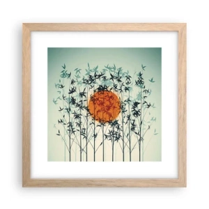 Een poster in een licht eiken lijst - Japanse zon - 30x30 cm