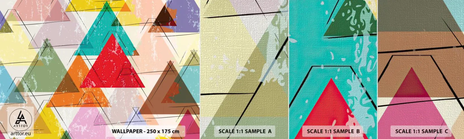 Fotobehang Monster Premium Canvas - Onzinnige praat uitslaan - Abstractie, Deel, Driehoeken - 100x30 cm